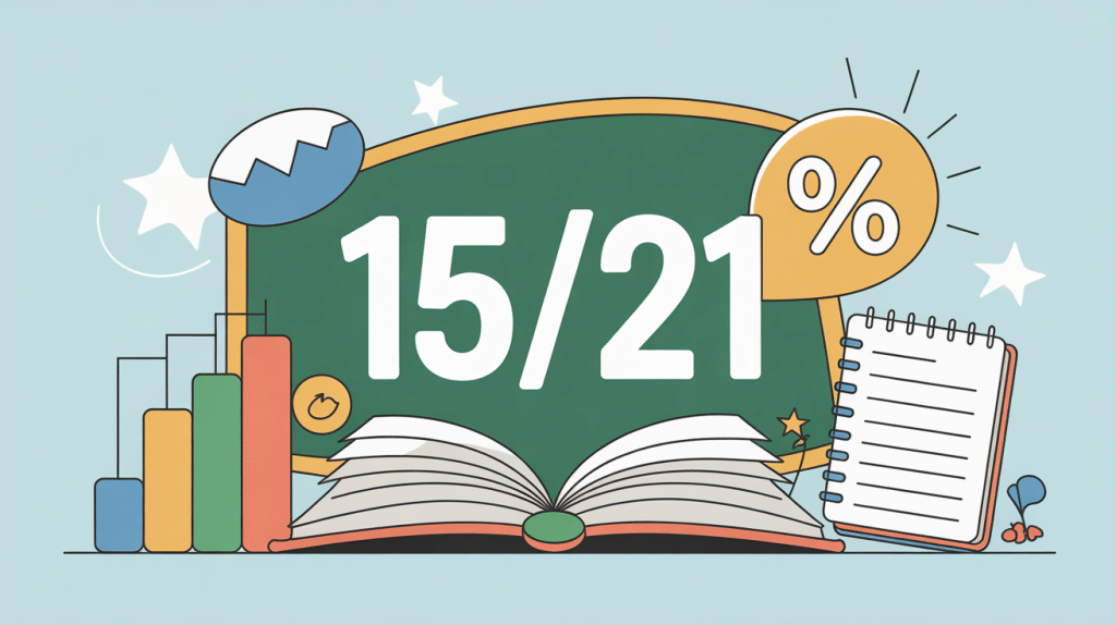 Visuel éducatif moderne sur l’interprétation de la note 15/21