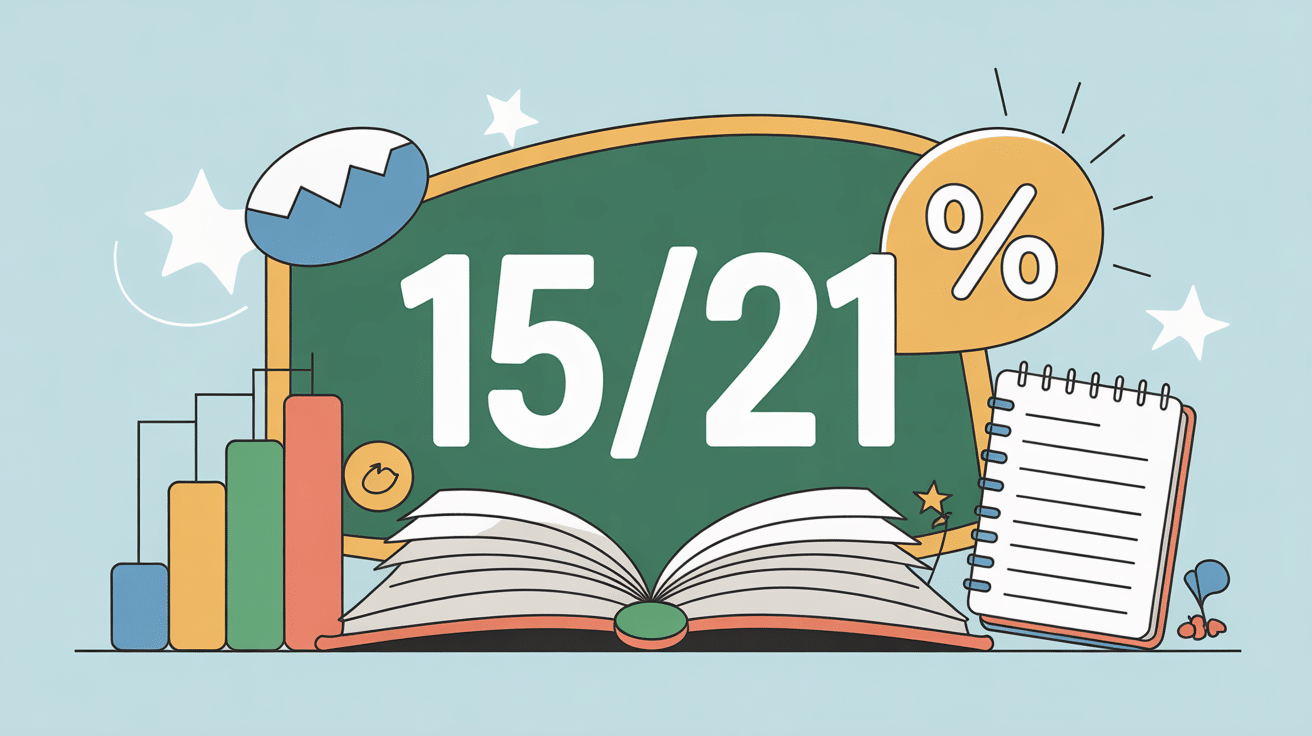 Visuel éducatif moderne sur l’interprétation de la note 15/21