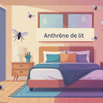 Illustration anthrene de lit maison textile larves