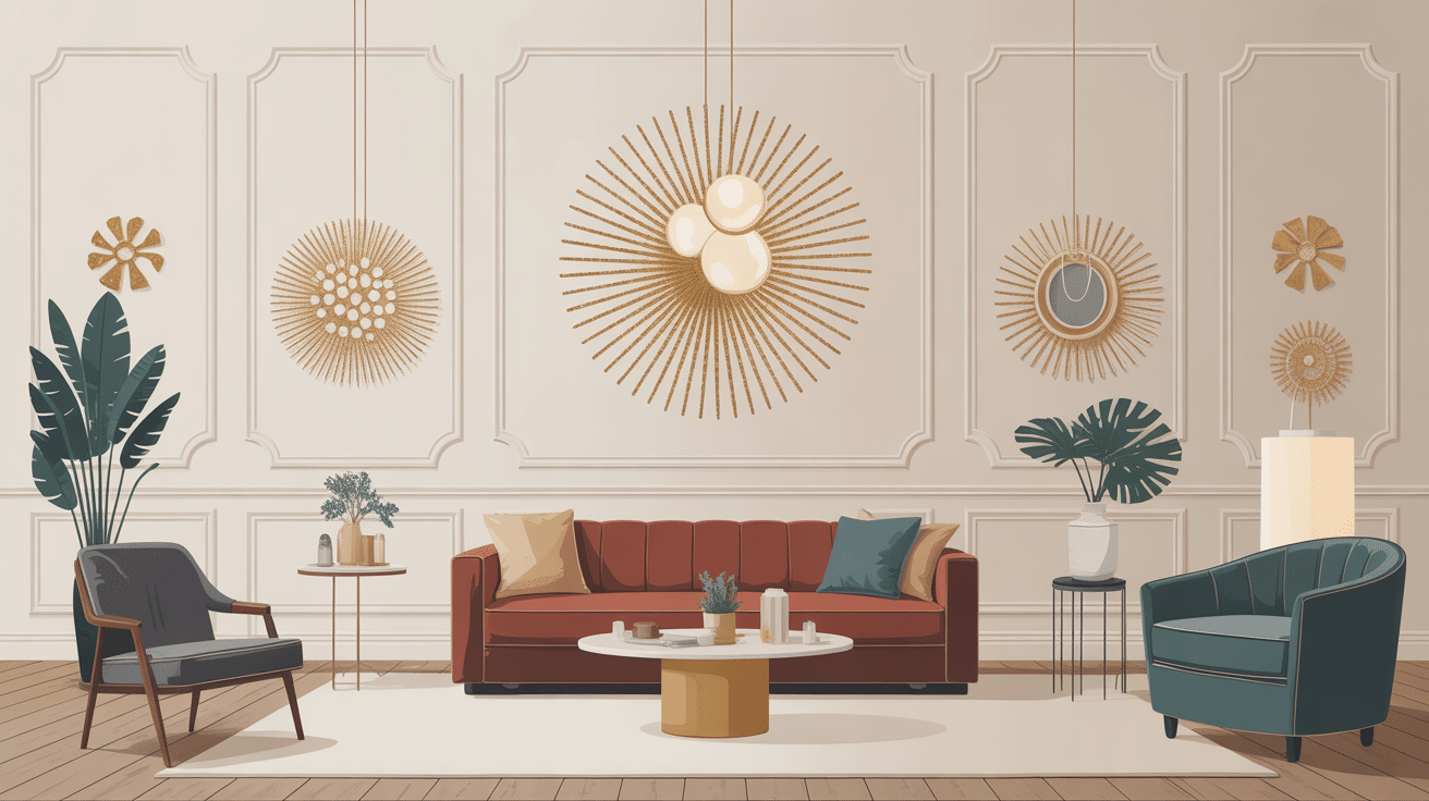 illustration applique dorée intérieur élégant