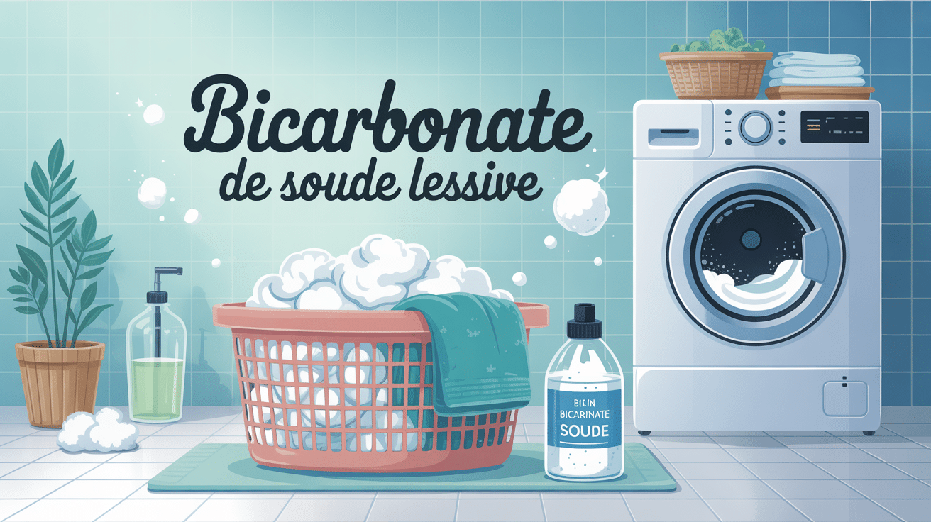 bicarbonate de soude lessive illustration machine à laver moderne