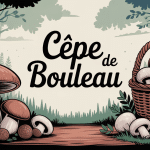 illustration cepe bouleau, champignon et bouleaux en forêt