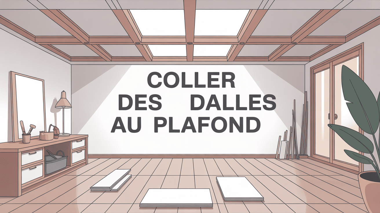 Coller des dalles au plafond dans une pièce lumineuse
