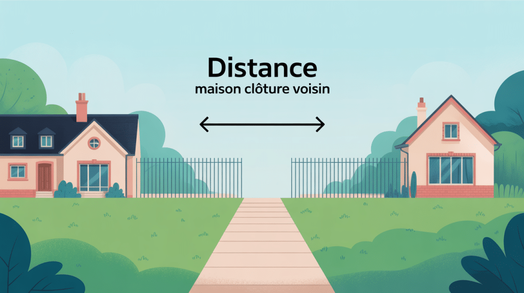 distance entre maison et clôture voisin illustration vectorielle