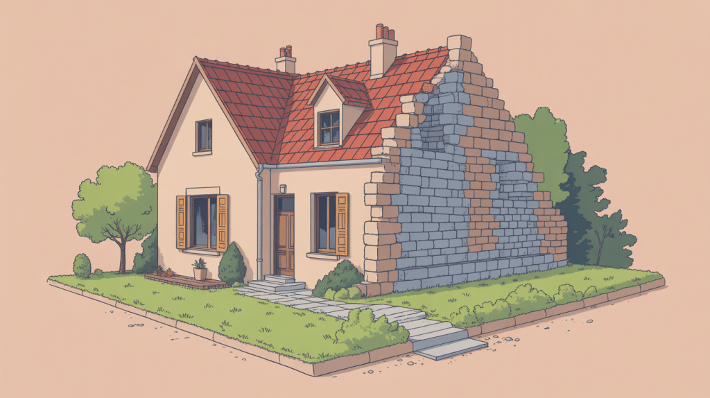 faut-il isoler un mur en pierre de 50 cm illustration stylisée maison ancienne