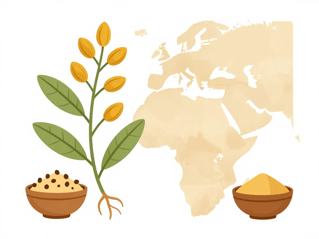 editorial illustration fenugrec halba plante graines origines