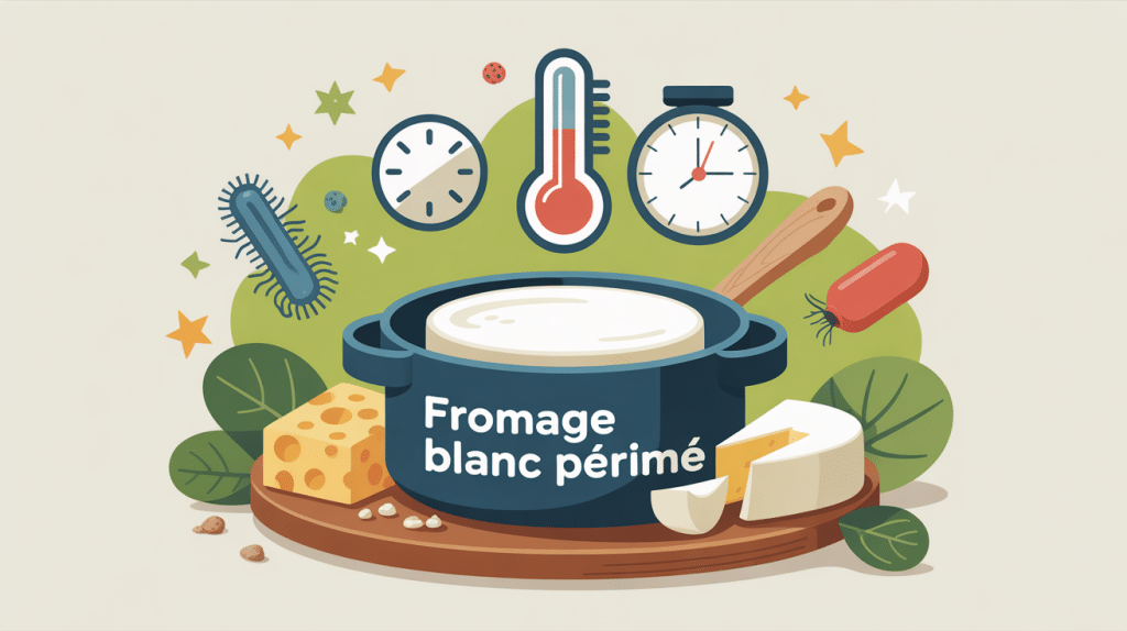 illustration conservation et risques du fromage blanc périmé