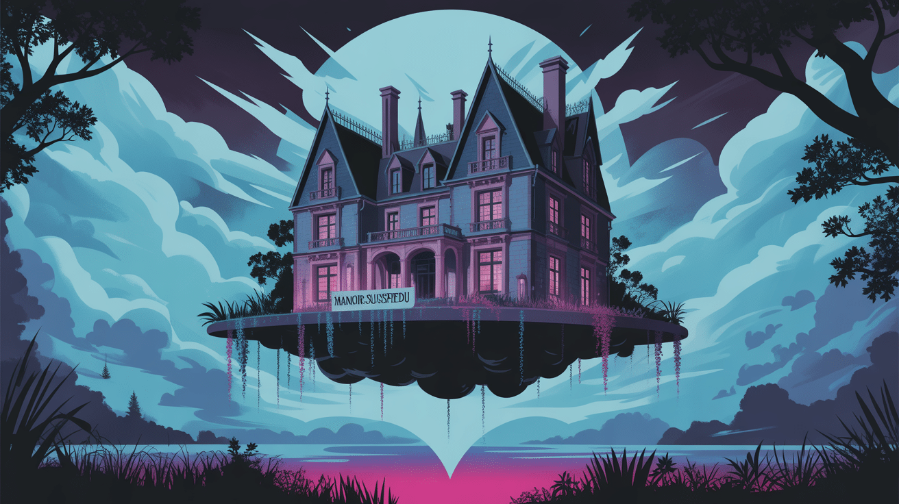 manoir suspendu flottant pop culture gothique