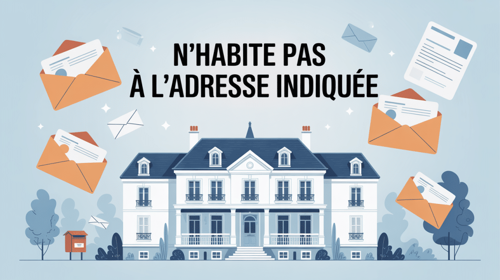 n'habite pas à l'adresse indiquée enveloppes entourent maison française