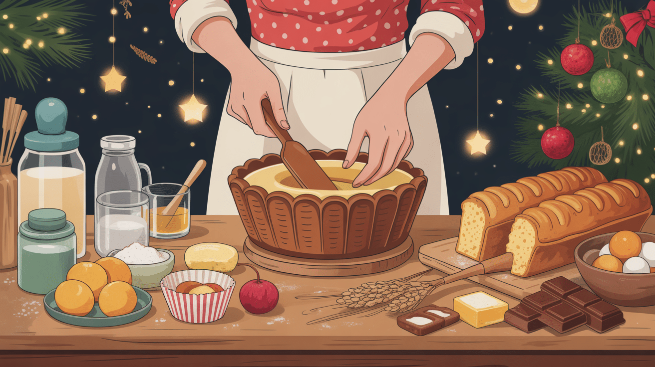 préparation pan dulce maison sur table festive