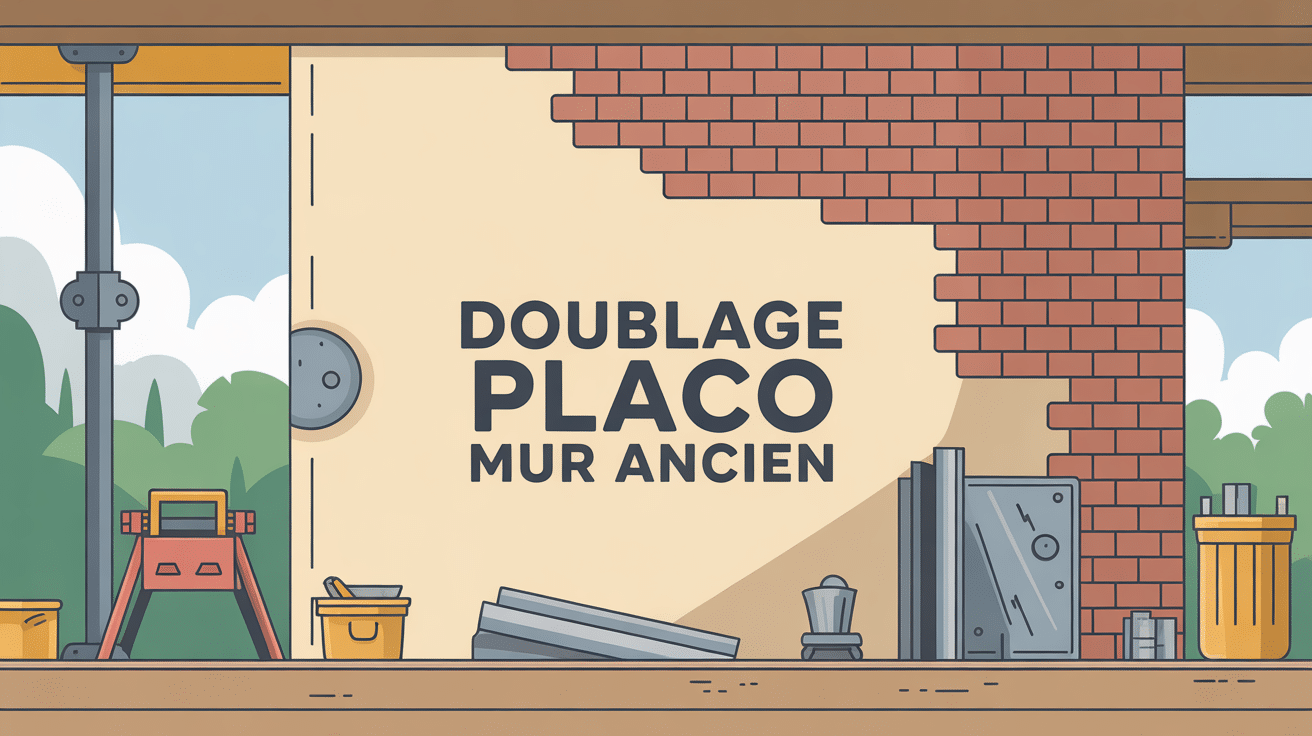 illustration pose placo sur mur ancien