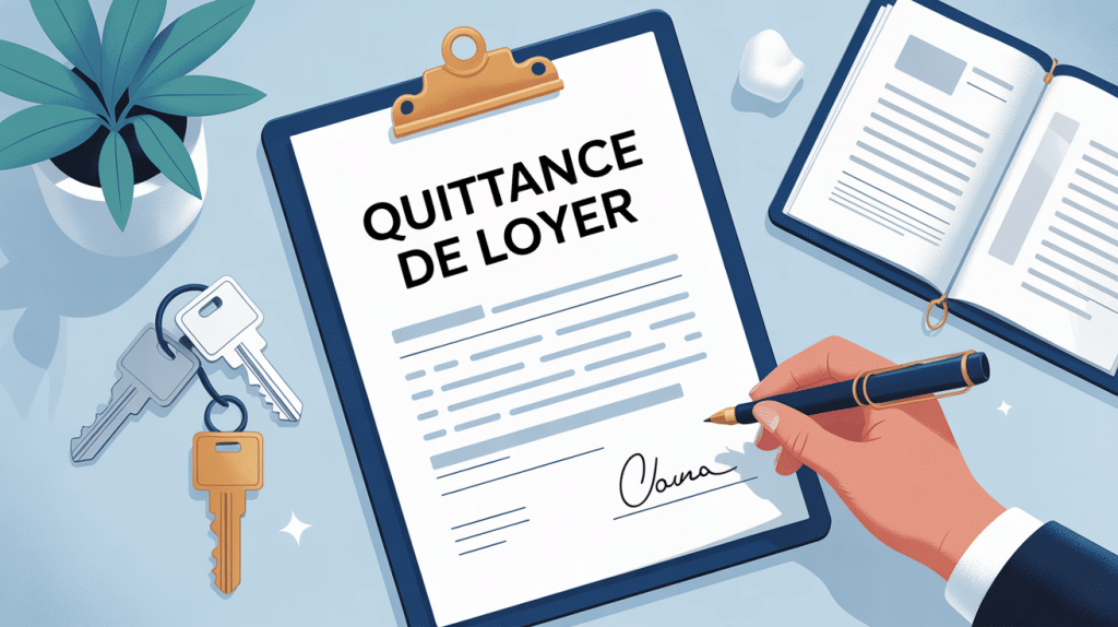 Illustration quittance de loyer obligatoire sur table