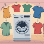 Illustration seche linge programme vêtements buanderie modern