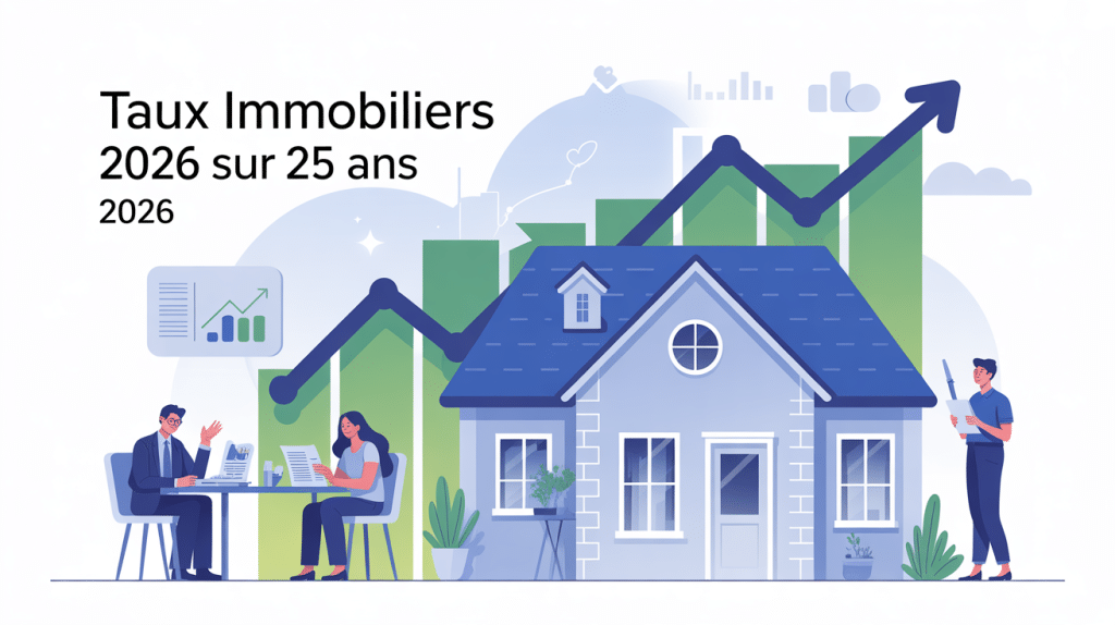Illustration taux immobilier 2025 sur 25 ans maison graphique