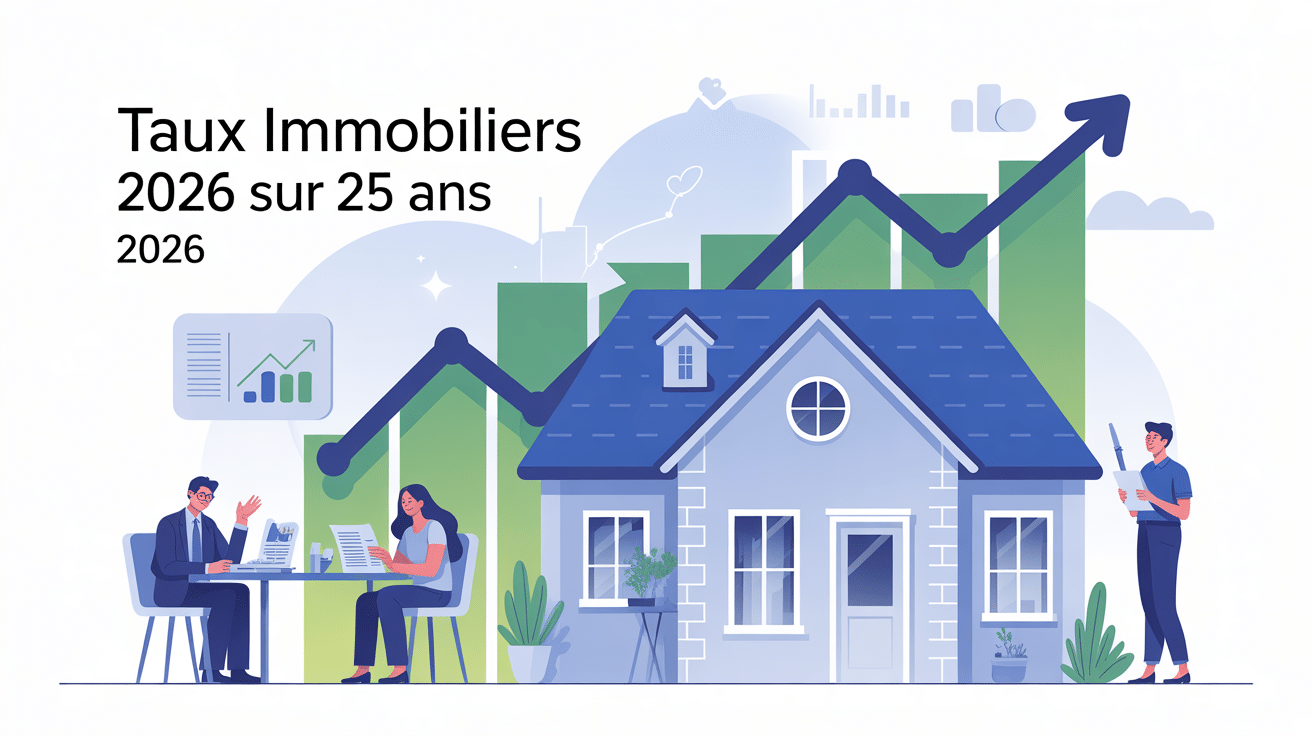 Illustration taux immobilier 2025 sur 25 ans maison graphique