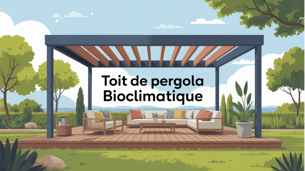illustration toit pergola bioclimatique moderne terrasse jardin