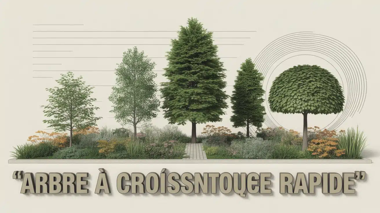 Arbre à croissance rapide dans un jardin structuré