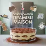 Conservation tiramisu maison au réfrigérateur, texture parfaite