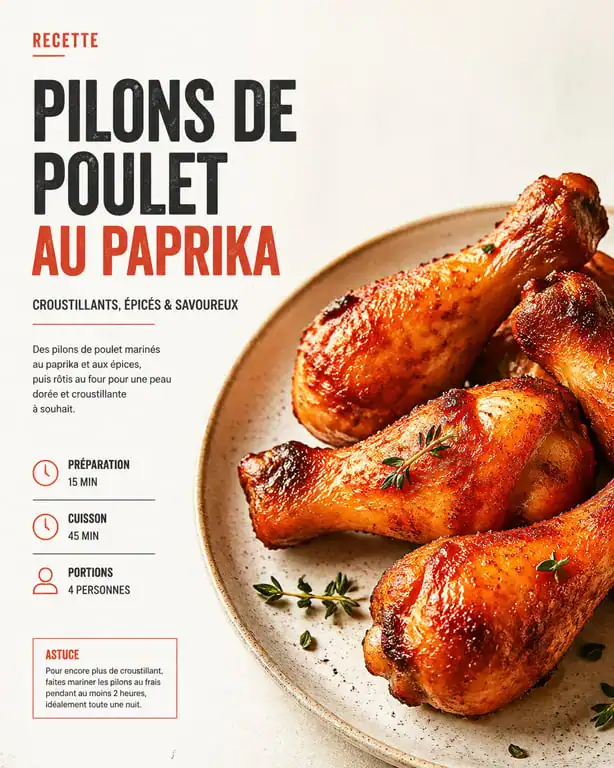 Pilons de poulet croustillants au paprika, recette facile air fryer
