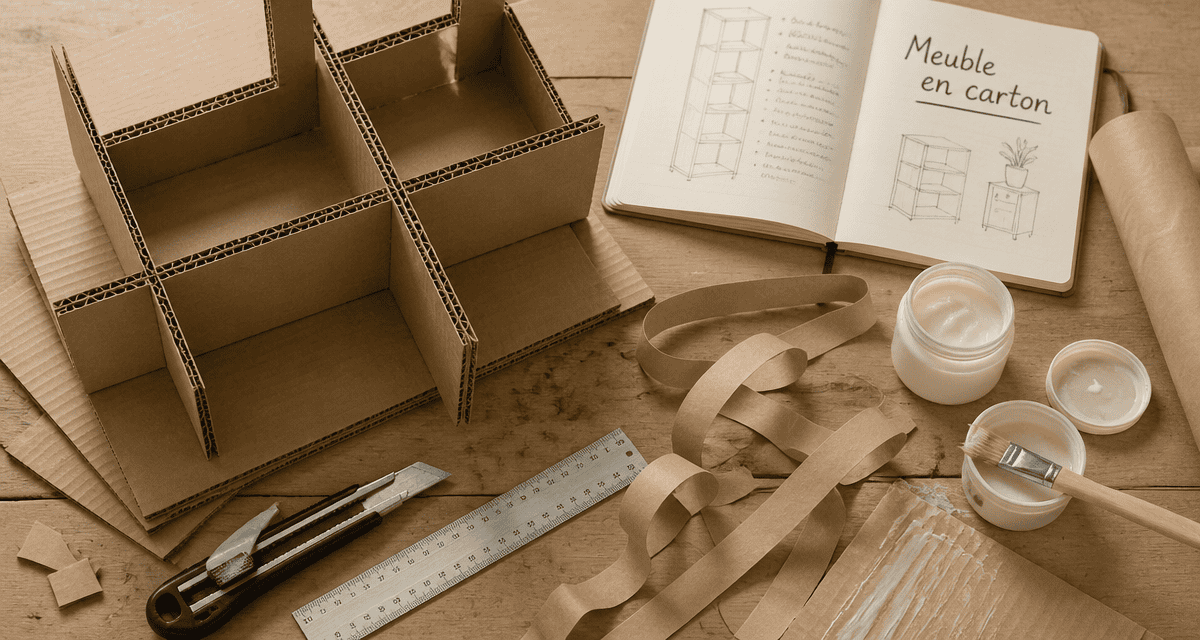 meuble en carton fabrication bibliothèque atelier