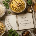 Riz en accompagnement recettes, bols variés sur table rustique