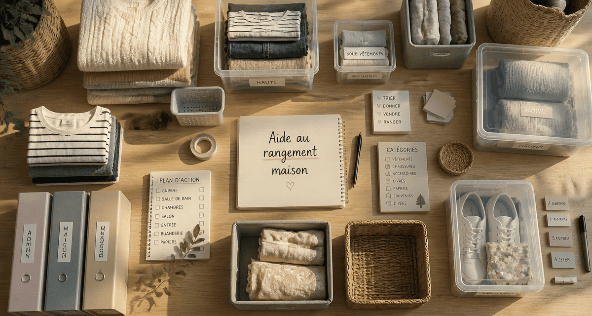 aide rangement maison table objets triés
