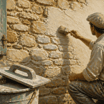 artisan applique enduit pierre vue façade