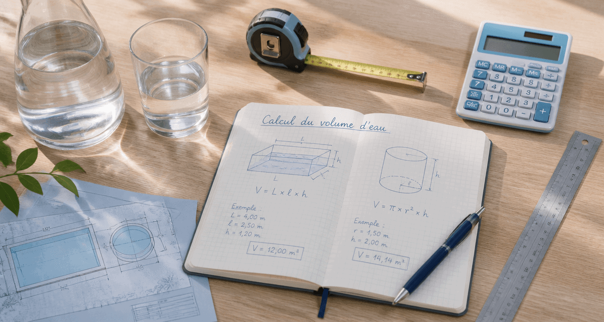 calcul volume d eau carnet et outils