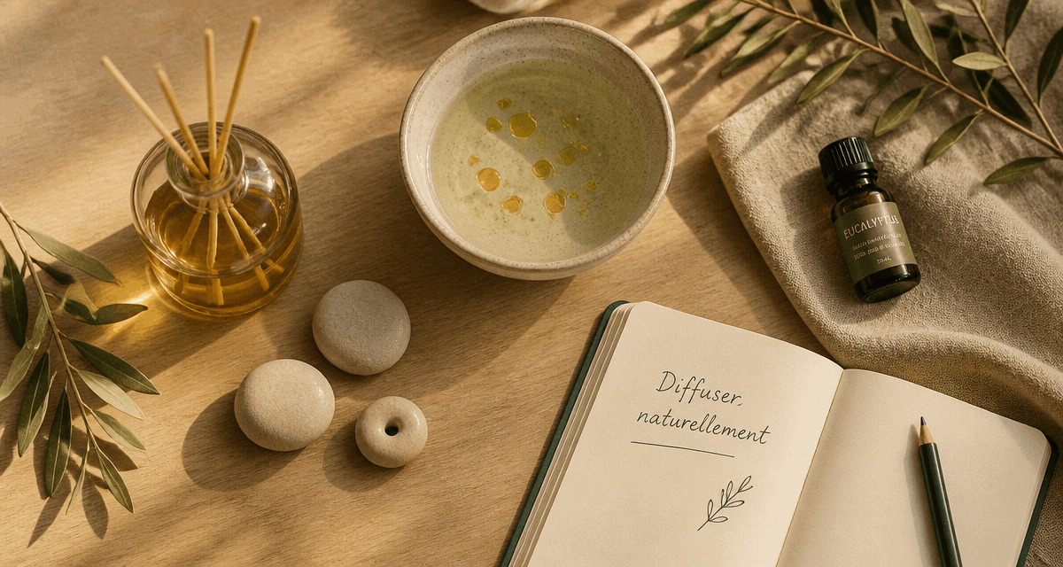 comment diffuser huile essentielle sur table naturelle