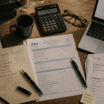 comptable sci is tarif sur bureau avec dossiers et calculatrice
