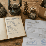 debarras maison checklist sur table avec objets
