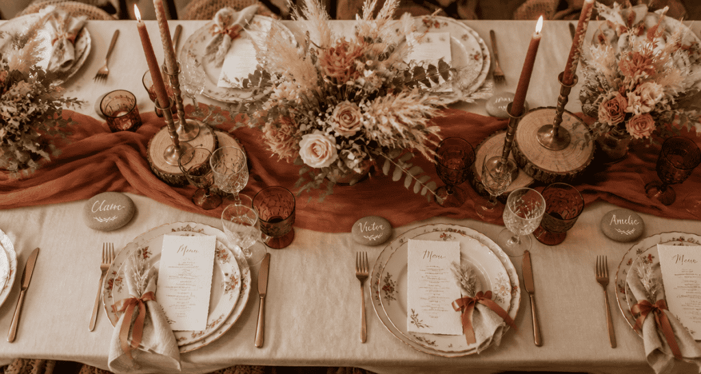 decos de mariage table élégante flat-lay