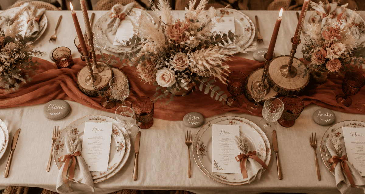 decos de mariage table élégante flat-lay
