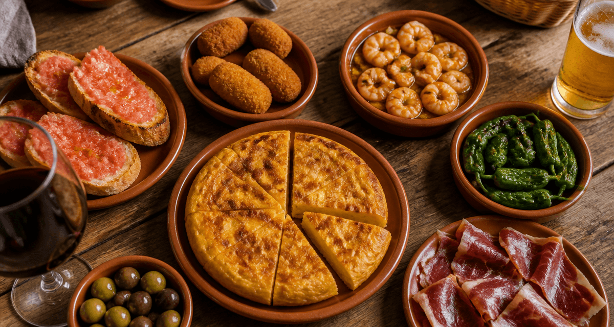 recette des tapas espagnol sur table rustique