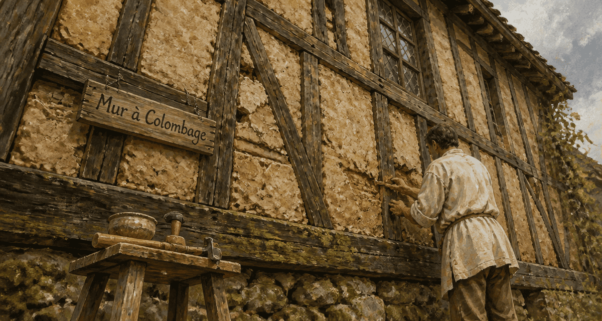 mur colombage ancien en rénovation artisan