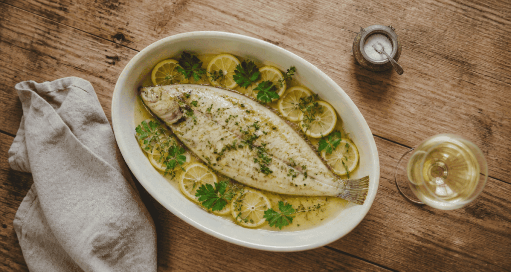 Sole au four entière avec citron et herbes