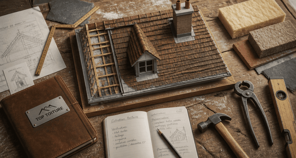 top toiture outils artisan maquette tuiles