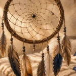 attrape reve artisanal en plumes et perles, talisman protecteur