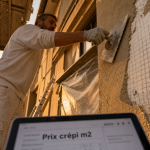 Crepi prix m2 : enduit façade en chantier