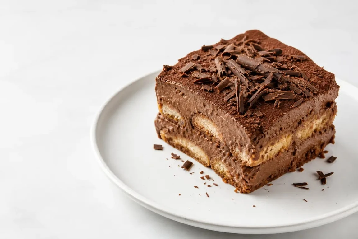 Gâteau aux boudoirs au chocolat fait maison sur une assiette