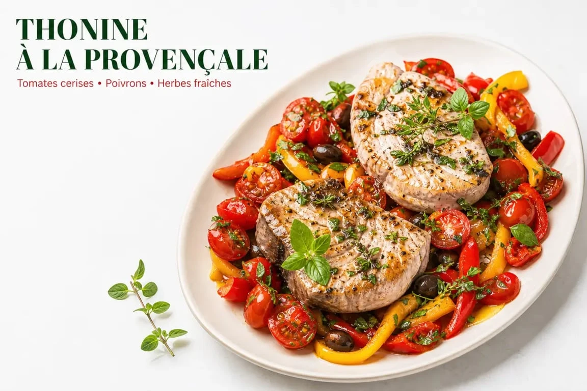 Recette de darnes de thonine à la provençale servies dans une assiette