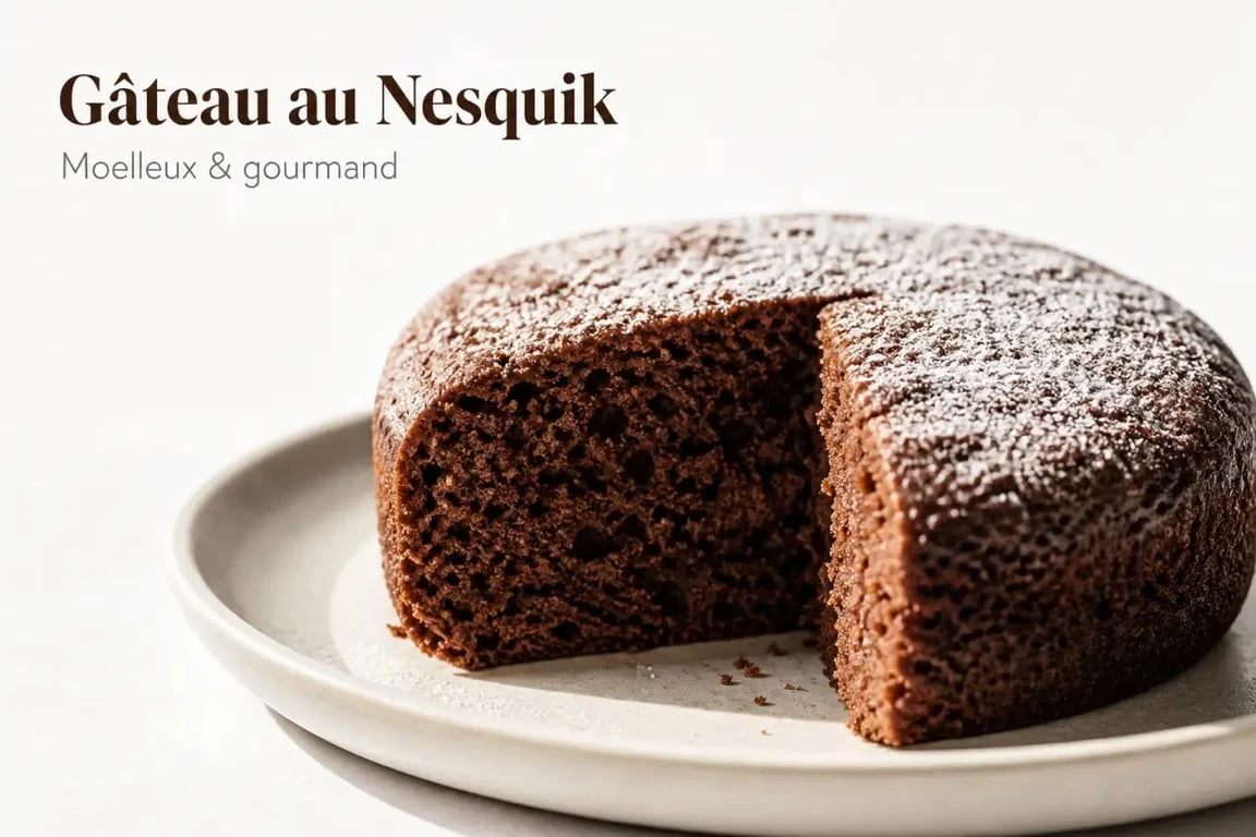 Gâteau au Nesquik moelleux et gourmand sur une assiette