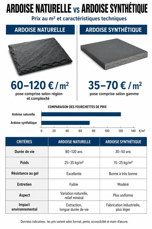 Comparatif des prix et caractéristiques pour un toit en ardoise prix au m2