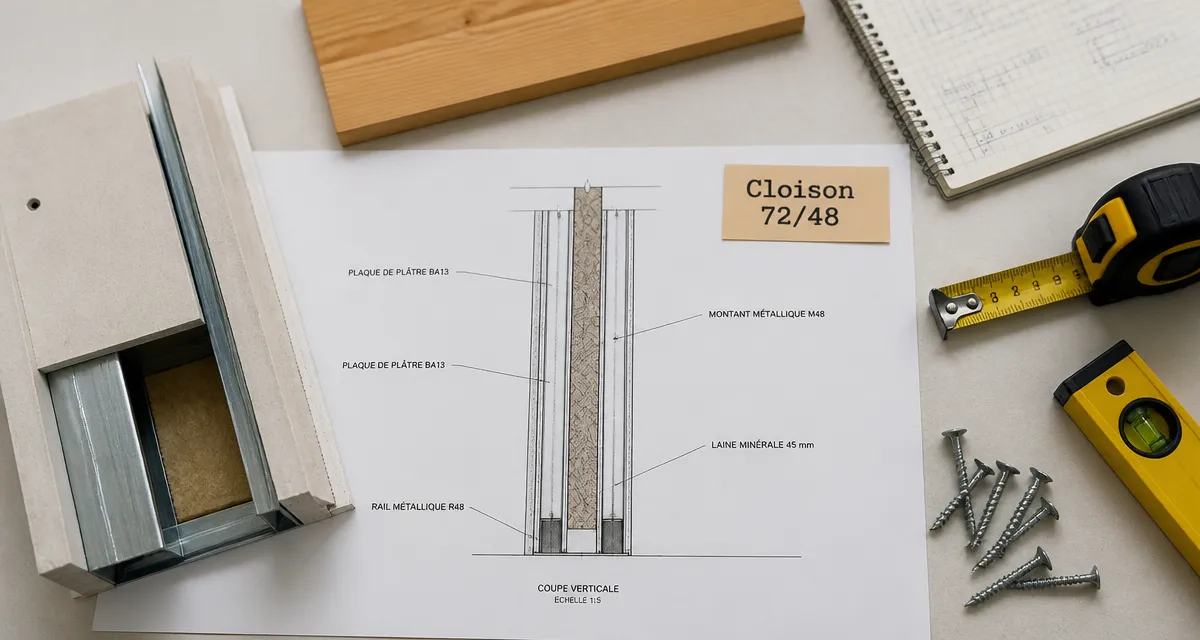Epaisseur cloison placo : 72/48, 98/48 ou double peau