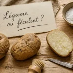 La pomme de terre est elle un legume ? Photo : pommes de terre et étiquette « légume ou féculent »