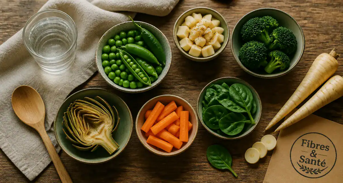 legumes riches en fibres variés sur table