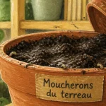 Moucherons dans les plantes : larves dans le terreau humide