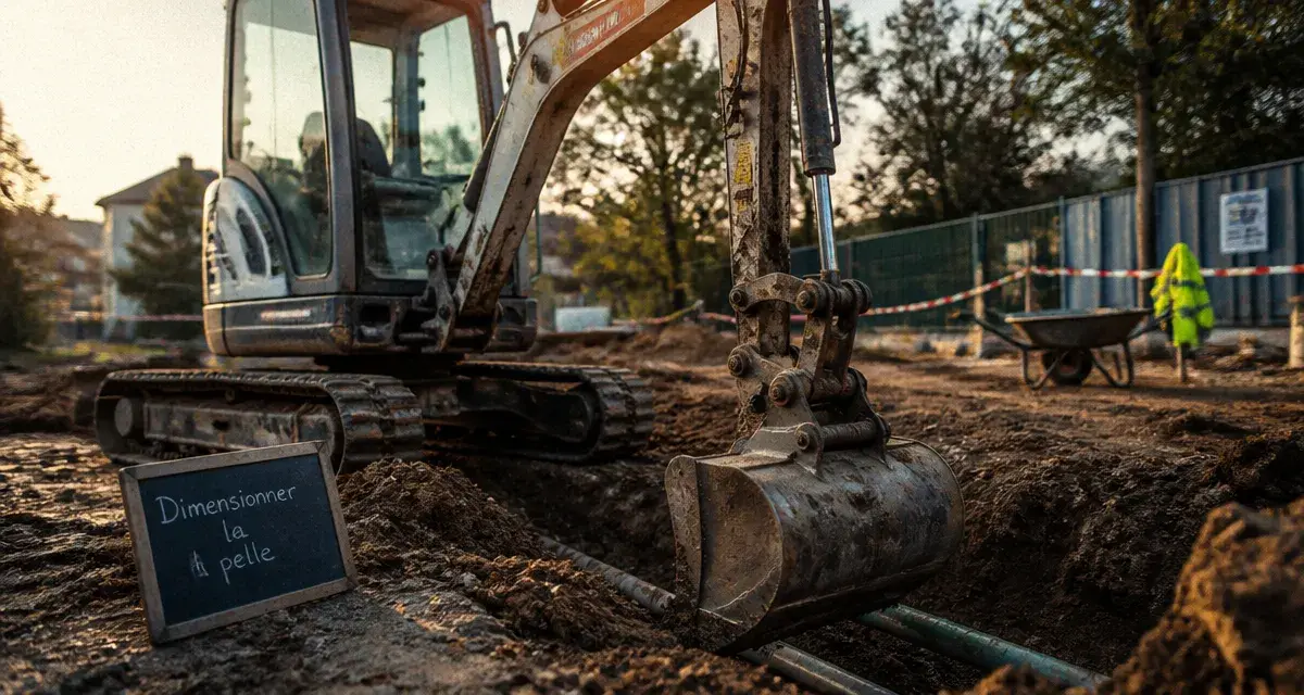 Pelleteuse compacte sur chantier de terrassement