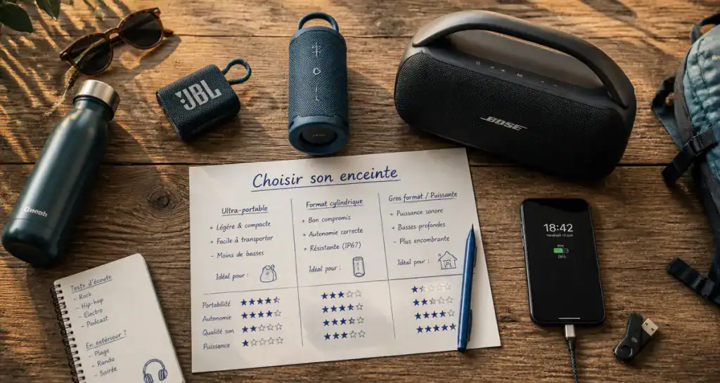 quelle enceinte bluetooth choisir, trois modèles sur table
