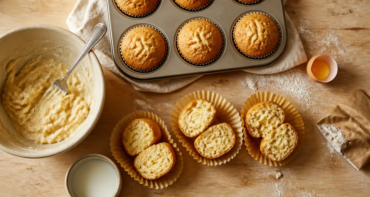 Recette pour muffins nature moelleux, mie filante en 20 minutes